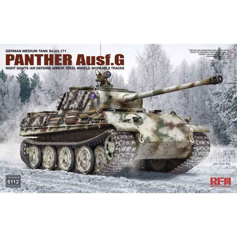 Rye Field Models RM5112 1/35 Panther Ausf.G W/Night Sights & Air Defense Armor & Steel Wheel