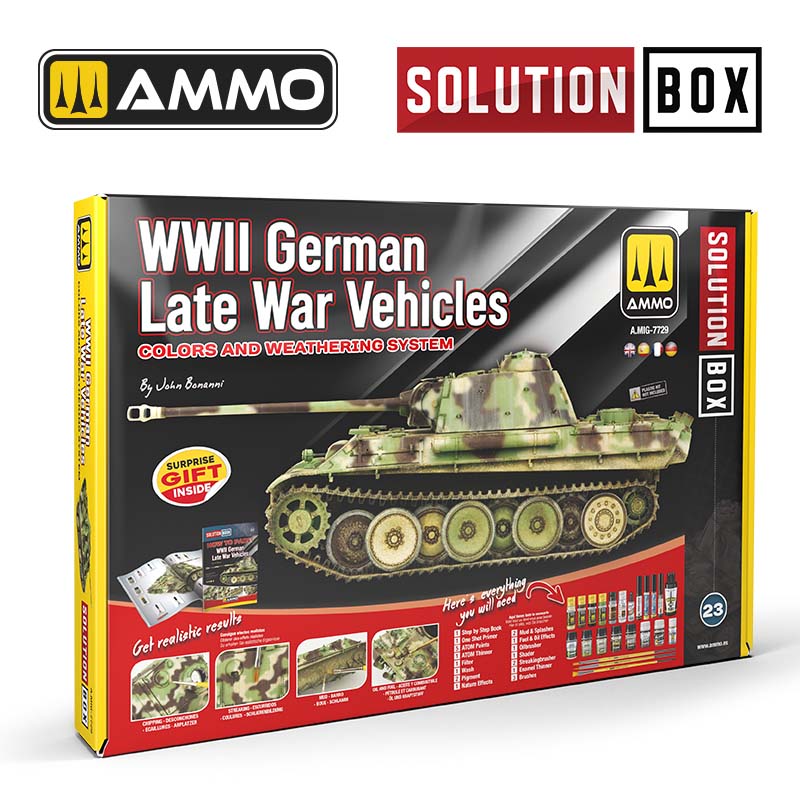 Ammo A.MIG-7729 SOLUTION BOX 23 – WWII German Late War Vehicles. Colors and Weathering System