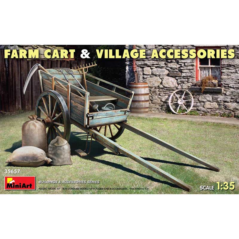 1/35 Farm Cart with Village Accessories Miniart 35657