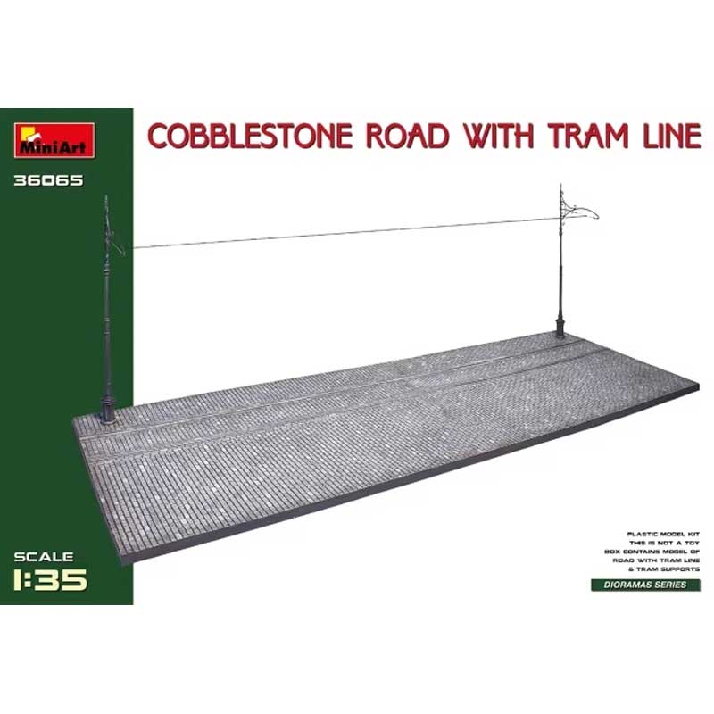 1/35 Cobblestone Road w/Tram Line Miniart 36065