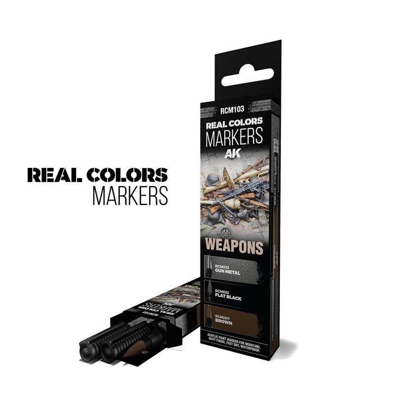 AK Interactive RCM103 Weapons - Set 3 Real Colors Markers