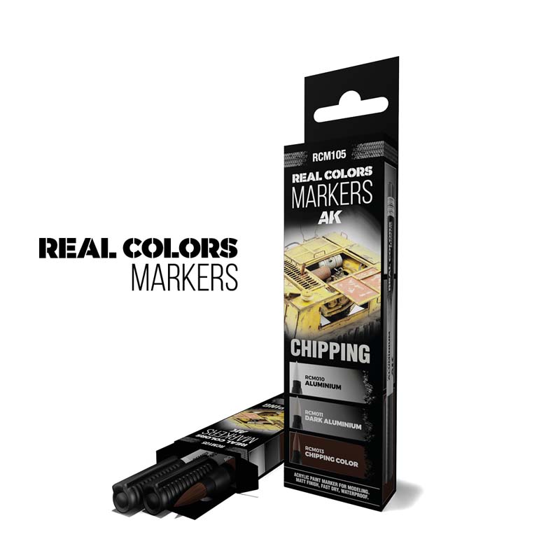 AK Interactive RCM105 Chipping - Set 3 Real Colors Markers