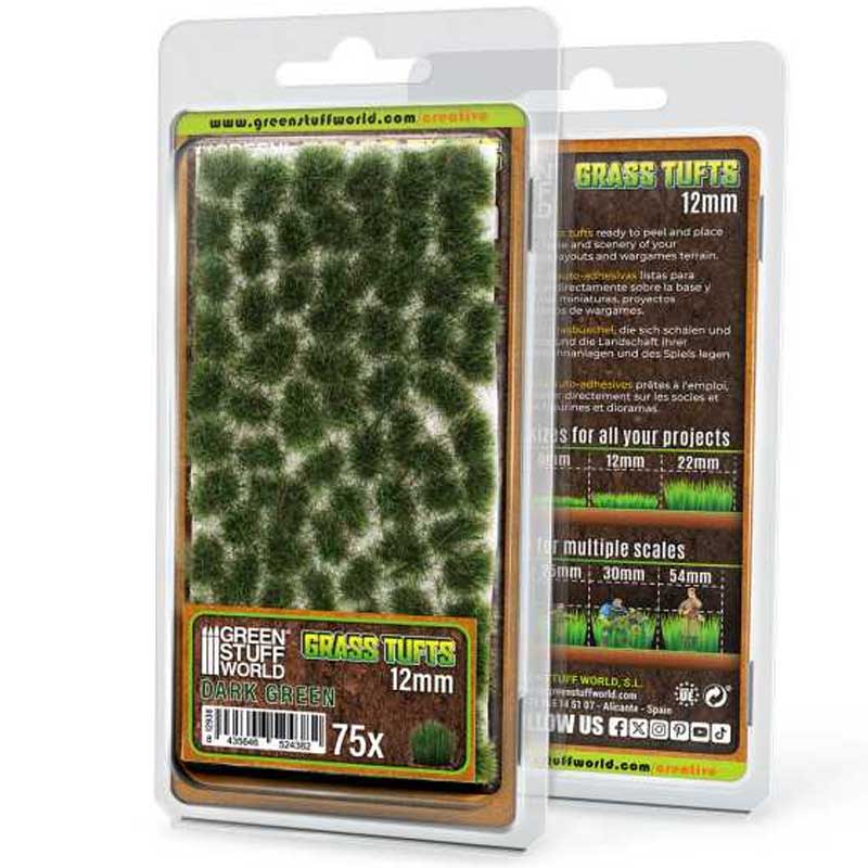 Static Grass Tufts 12 mm - Dark Green GreenStuffWorld 12938