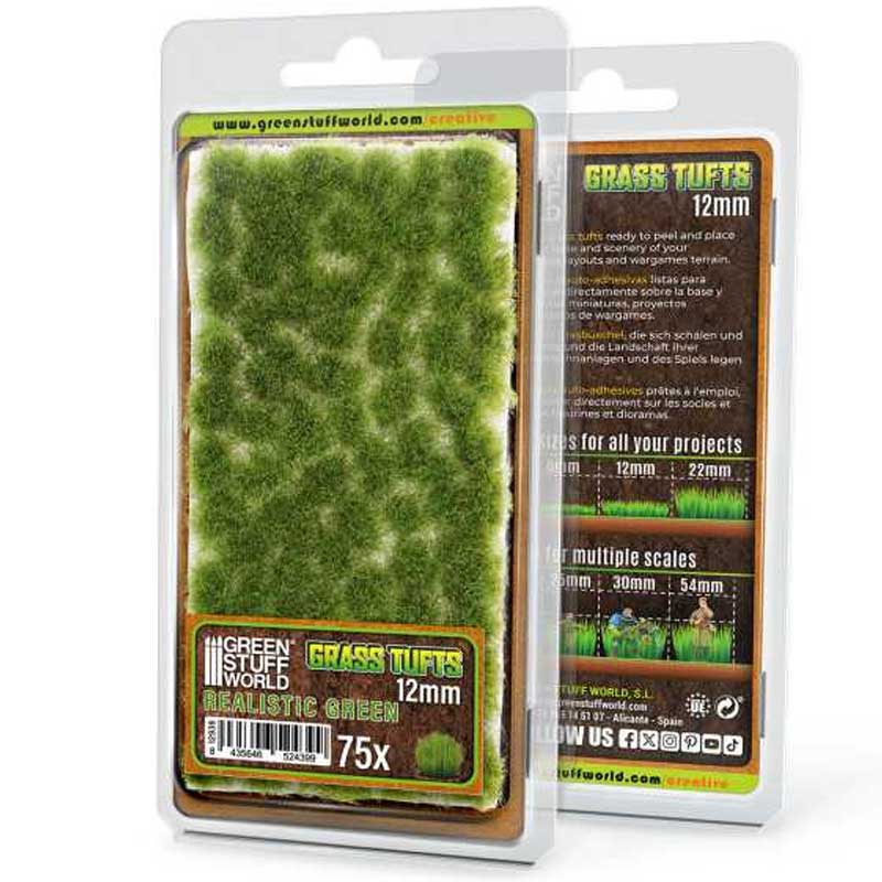 Static Grass Tufts 12 mm - Realistic Green GreenStuffWorld 12939