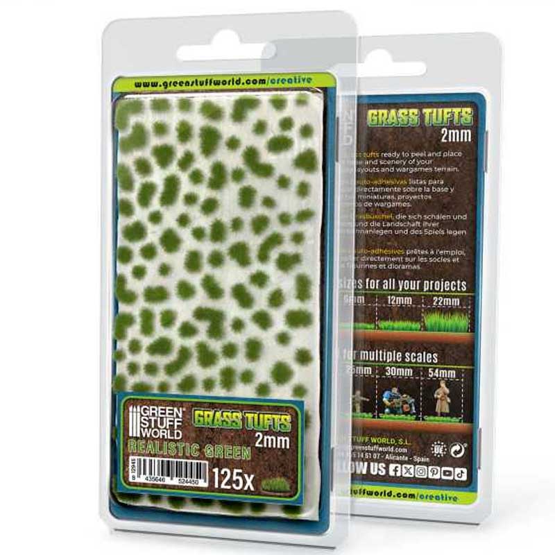 Static Grass Tufts 2 mm - Realistic Green GreenStuffWorld 12945