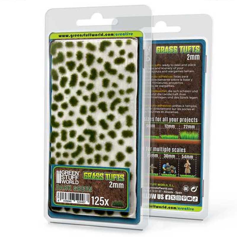 Static Grass Tufts 2 mm - Dark Green GreenStuffWorld 12946