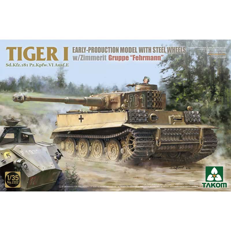 1/35 German WWII Tiger I Early w/Zimmerit Gruppe Fehrmann Takom 02202