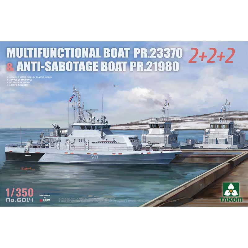 1/350 Russian Multifunctional boat Pr. 23370 & Anti-sabotage boat Pr. 21980 2+2+2 Takom 06014