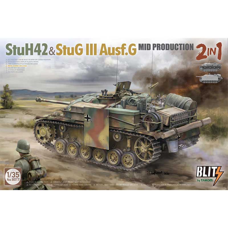 1/35 StuH 42 & StuG III Ausf G Mid Production 2 in 1 with bonus stowage Takom 08017