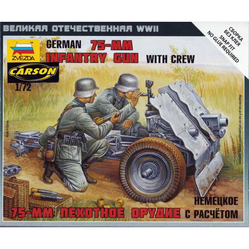 1/72 Wwii German 75Mm Gun With Crew Zvezda 6156