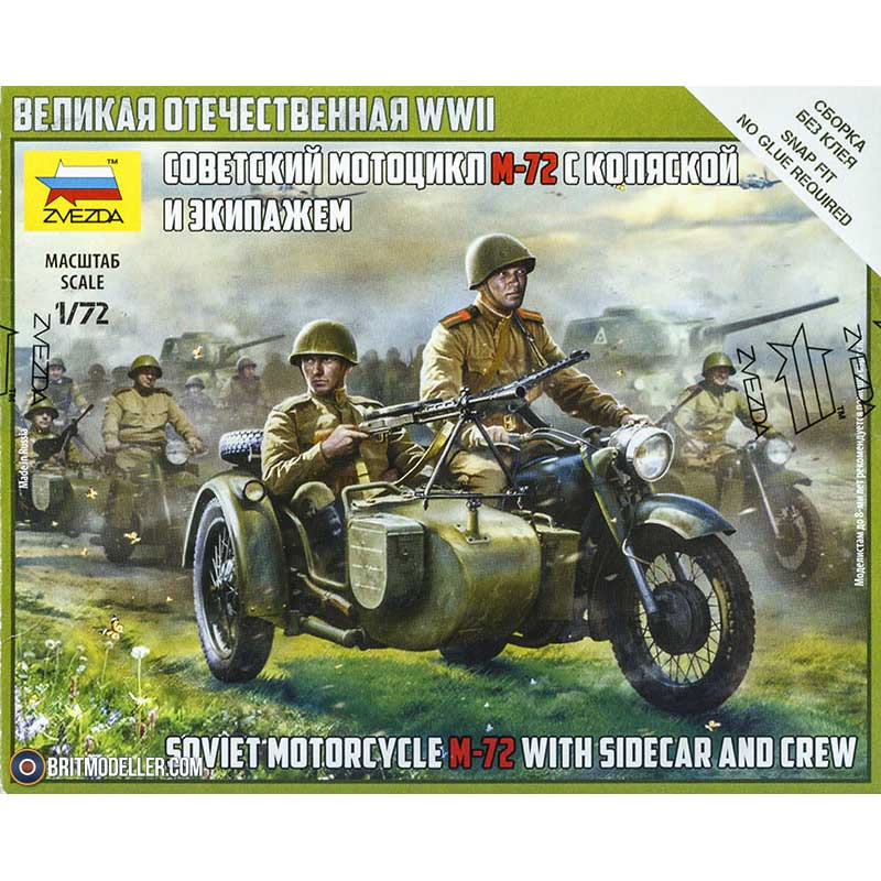 1/72 Soviet M-72 Sidecar Motorcycle W/Crew Zvezda 6277