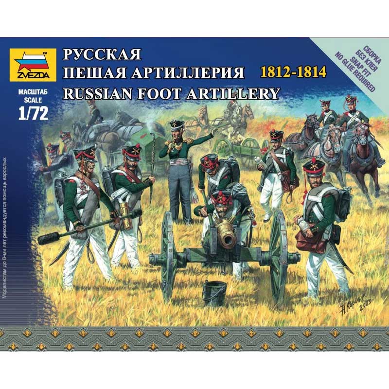 1/72 Russian Foot Artillery Napoleonic Wars 1812-1814 Zvezda 6809