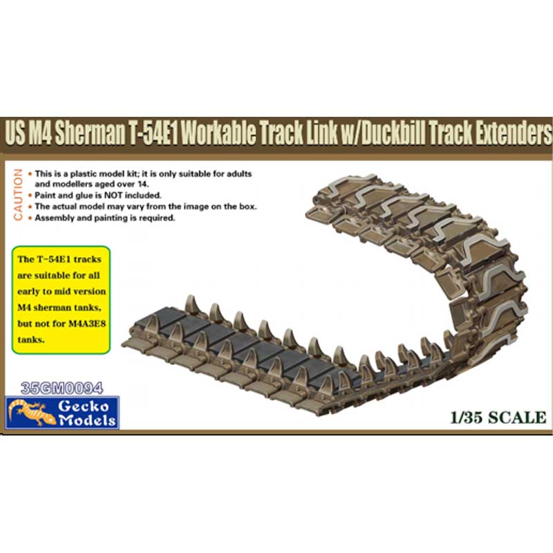 1/35 US M4 Sherman T-54E1 Workable Track Link w/Duckbill Track Extenders Gecko Models 35GM0094