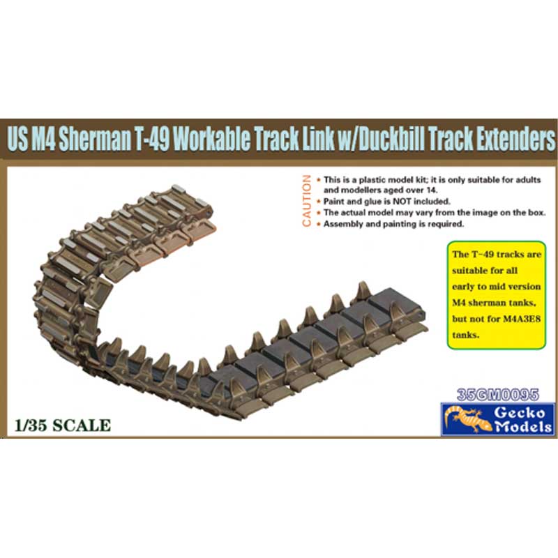 1/35 US M4 Sherman T-49 Workable Track Link w/Duckbill Track Extenders Gecko Models 35GM0095