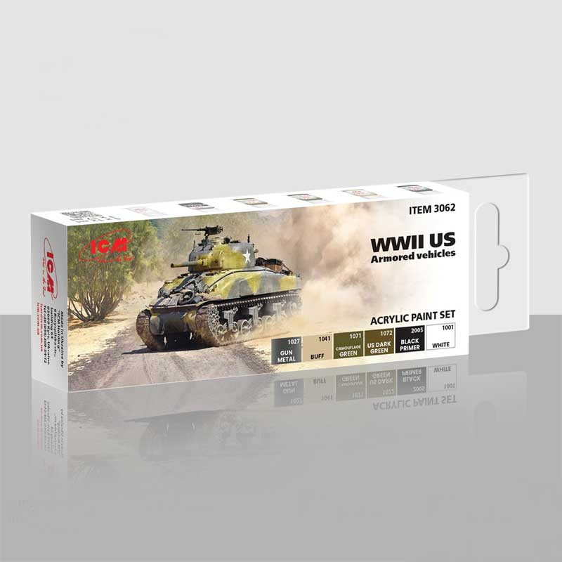 WWII US Amored Vehicles Paint Set ICM 3062