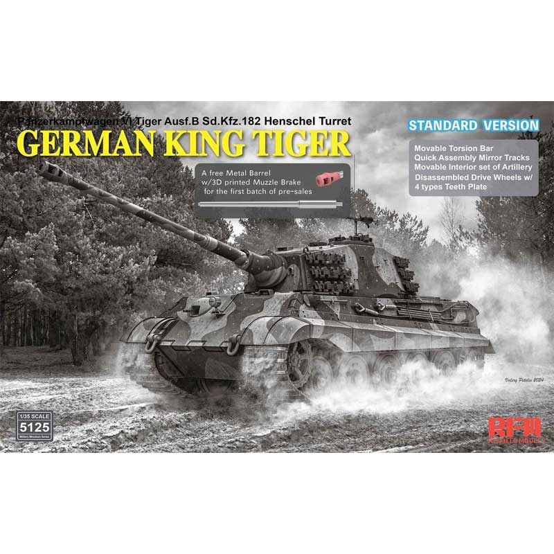 1/35 German King Tiger Panzerkampfwagen VI Tiger Ausf.B Sd.Kfz. 182 Henschel Turret Standard Version Rye Field Models RM5125CR