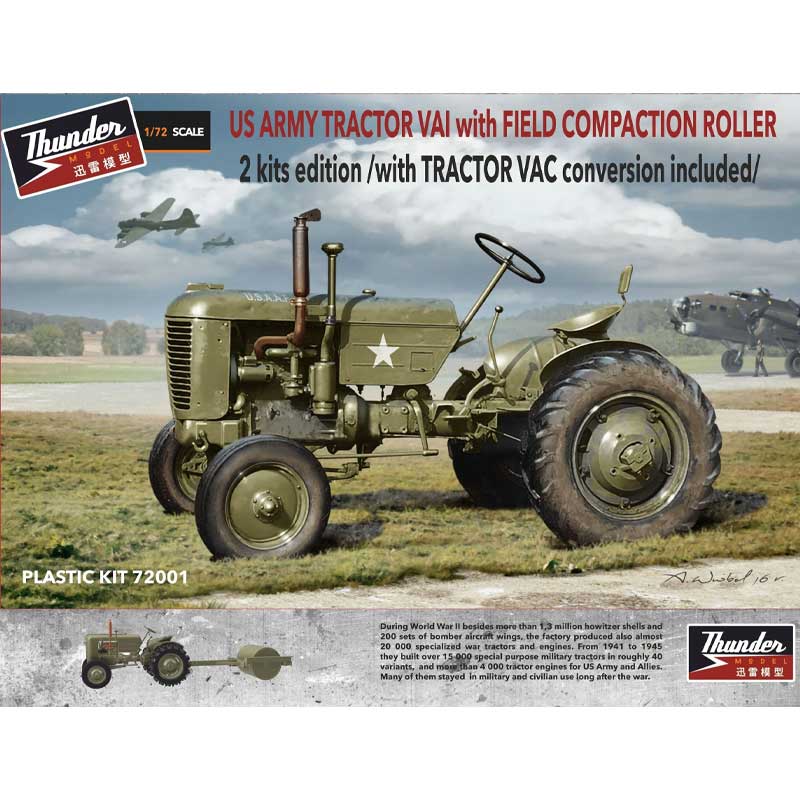 1/72 US Army Case VAI & VAC tractor w/ Le Tourneau Compaction Roller Thunder Model 72001