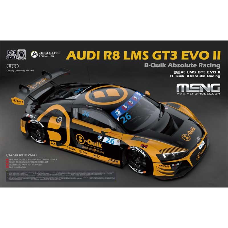 1/24 Audi R8 LMS GT3 EVO II (B-Quik Racing) Meng Model CS-011