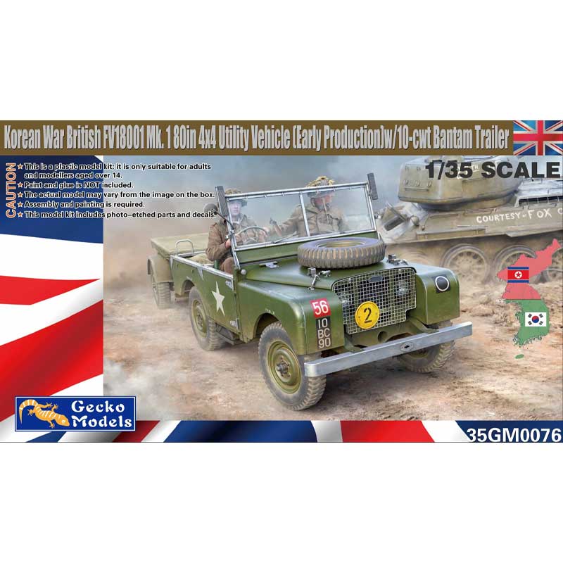 1/35 Korean War British FV18001 Mk. 1 80in 4x4 Utility Vehicle w/US Bantam T-3 Trailer (Early Production) Gecko Models 35GM0076