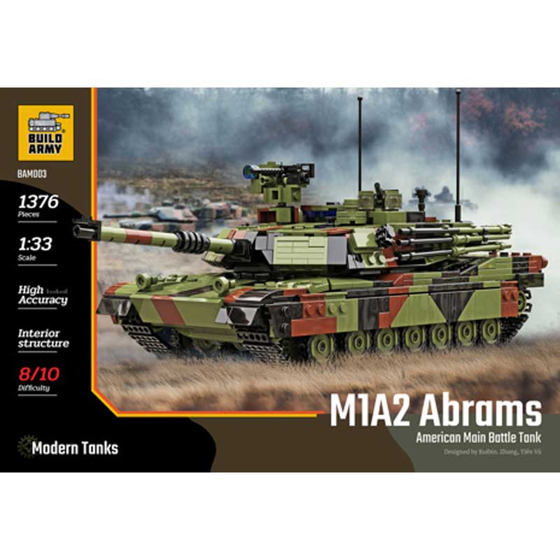 M1A2 Abrams Main Battle Tank (1376pcs) Build Army BAM003