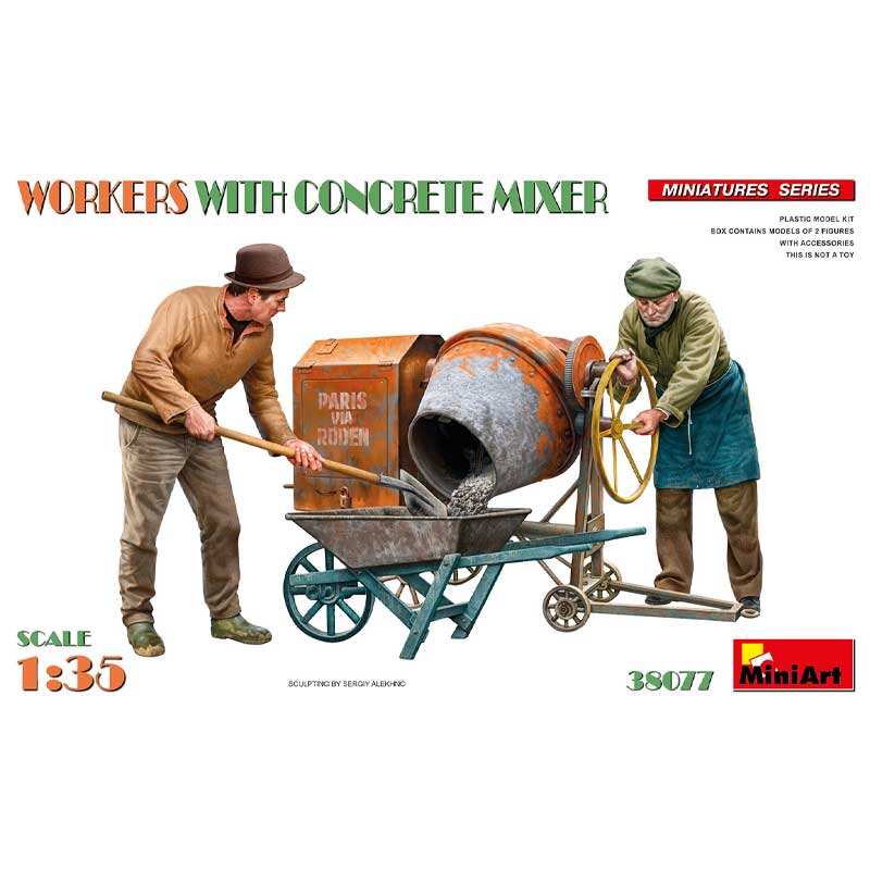 1/35 Workers With Concrete Mixer Miniart 38077