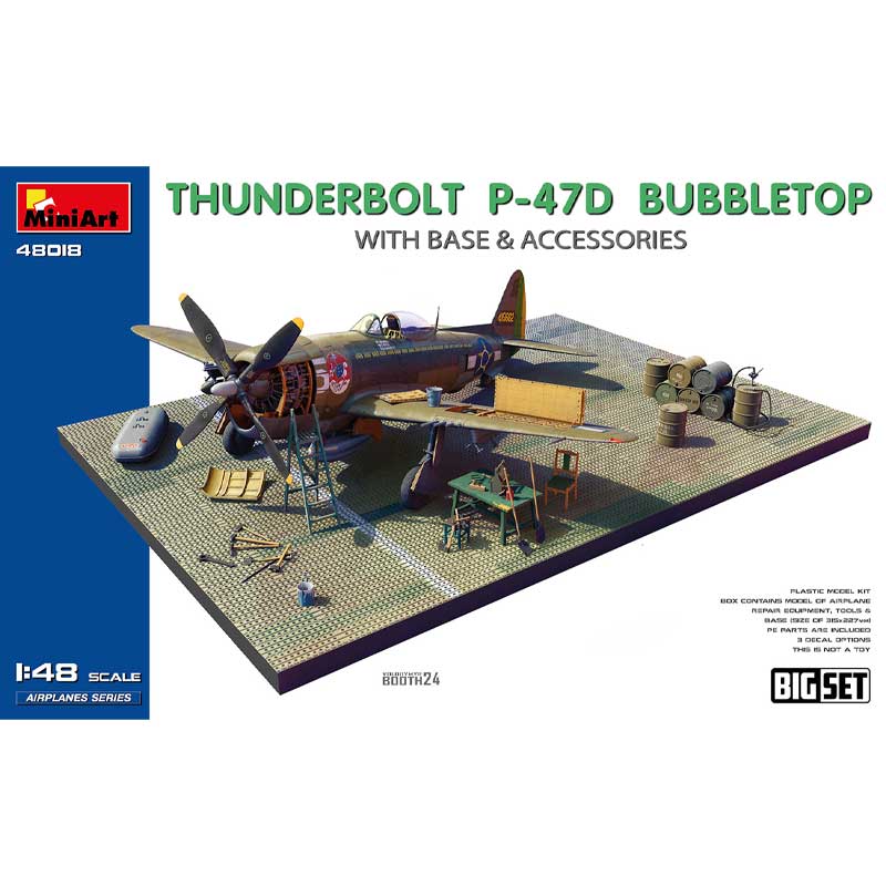 1/48 Thunderbolt P-47D Bubbletop With Base and Accessories Miniart 48018