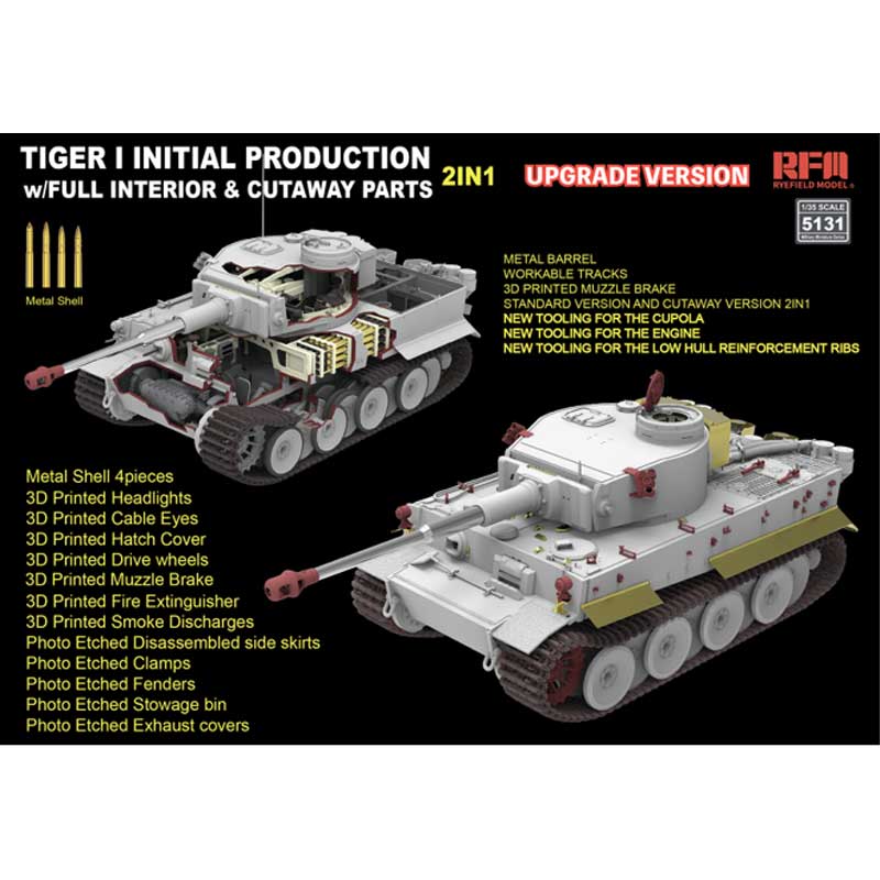 1/35 Tiger I Initial Production Early 1943 W/Full Interior  Updated Version Rye Field Models RM5131