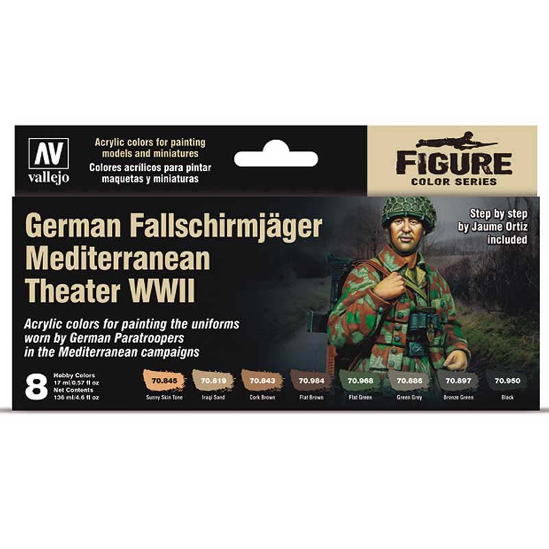 German Fallschirmjager Mediterranean Theater WWII Model Color Paint Set Vallejo 70.188