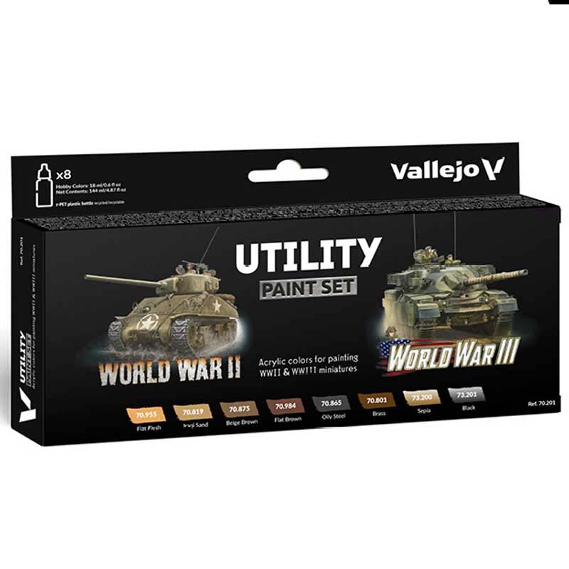 Utility Paint Set WWII & WWIII Model Color Paint Set Vallejo 70.201