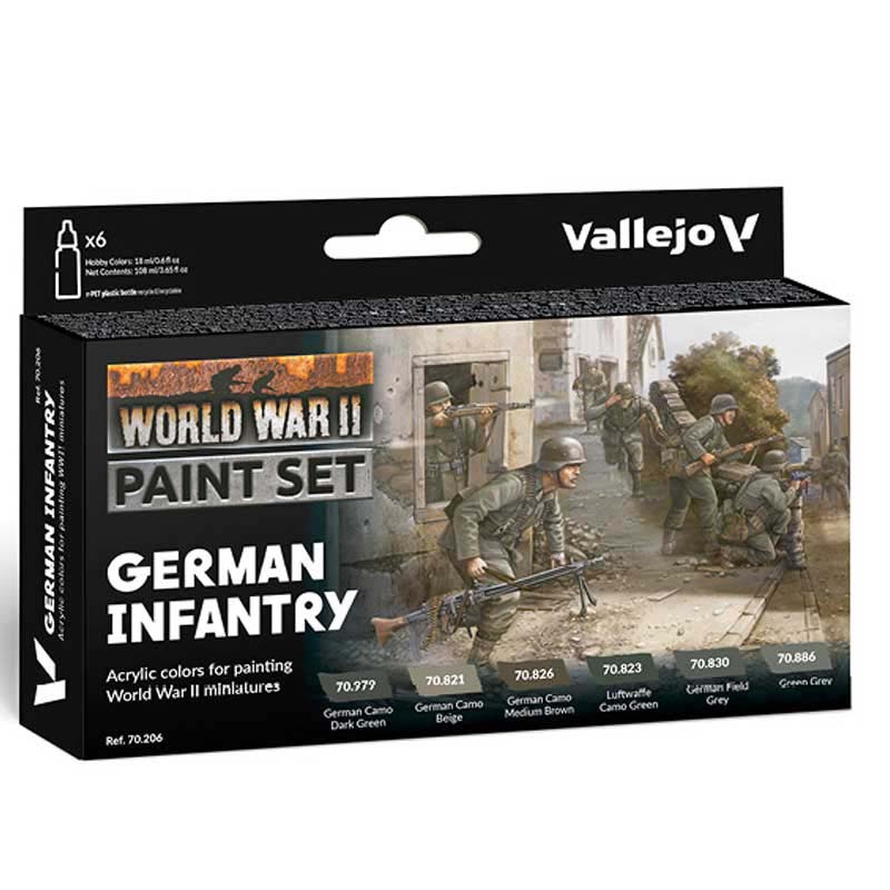 WWII German Infantry Model Color Paint Set Vallejo 70.206