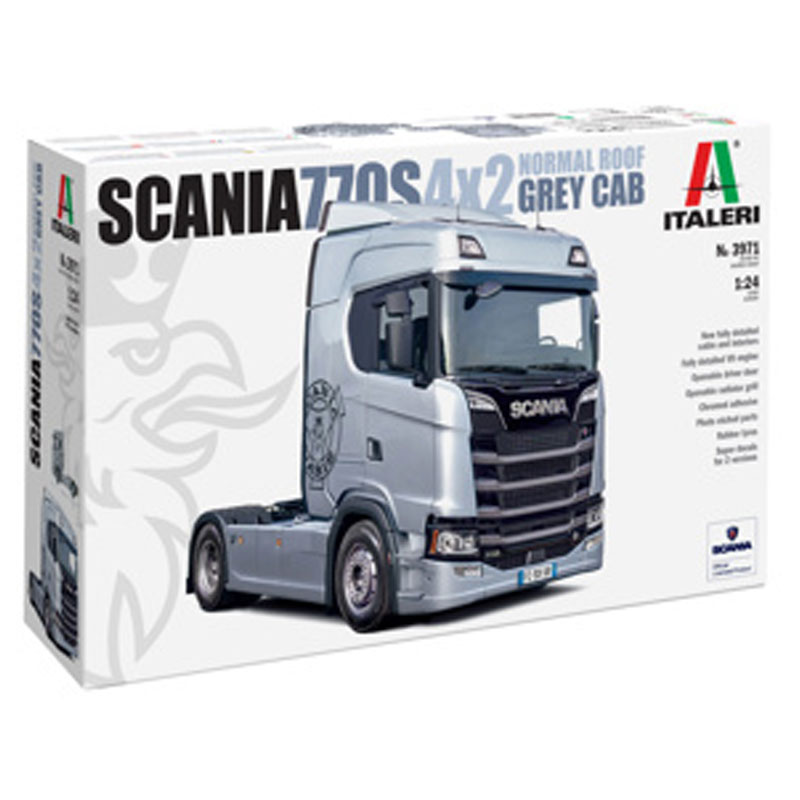 1/24 Scania S770 4x2 Normal Roof ‘Grey Cab’ model kit by Italeri 3971 – highly detailed European truck scale model.